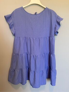 Nine West Lilac Tiered Ruffle Sleeve Mini Dress